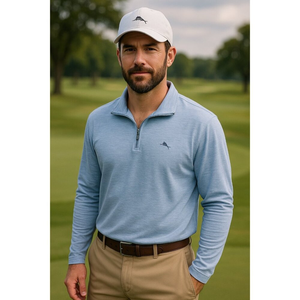 Tommy Bahama Men’s Blue Long Sleeve 1/4 Zip Pullover Size L  Coastal Resort - Picture 3 of 8